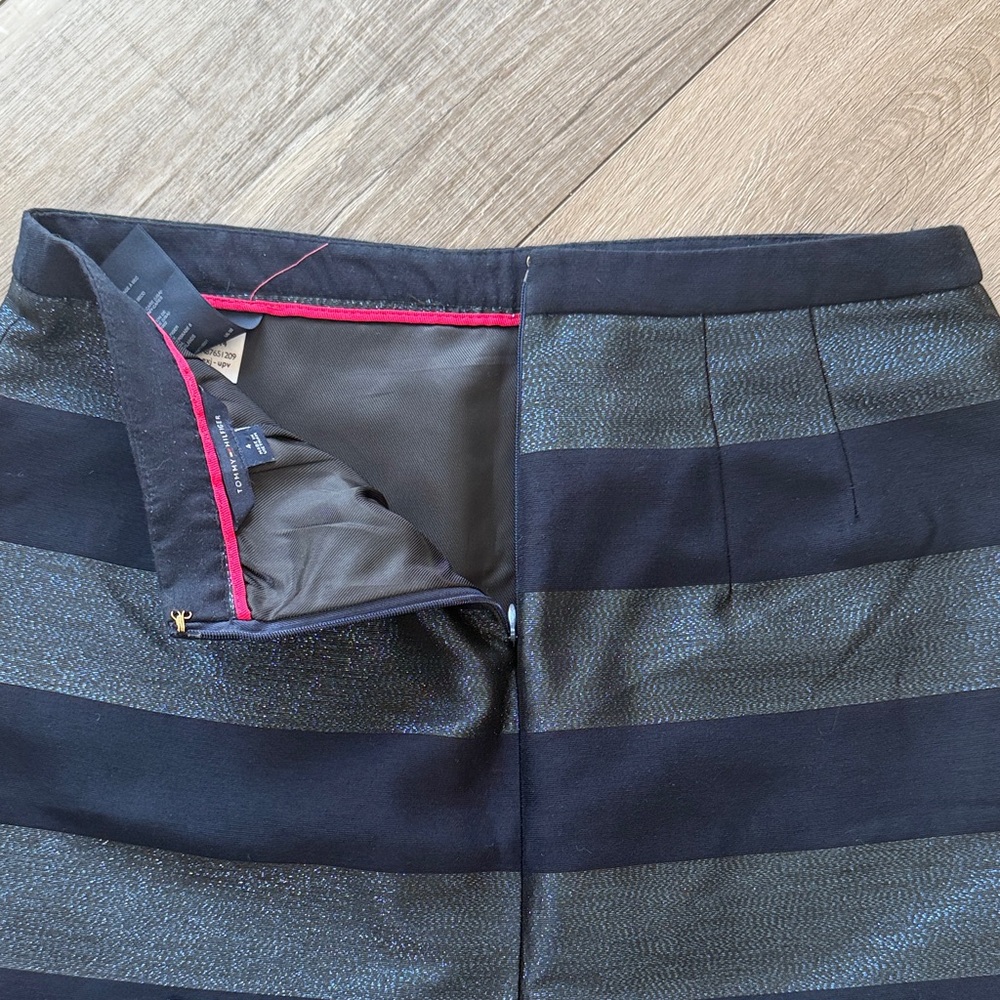 Tommy Hilfiger Metallic Glitter Striped Pencil Skirt - Picture 11 of 13
